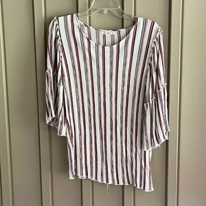 AndTheWhy Red, Black, & White Striped Blouse size Medium